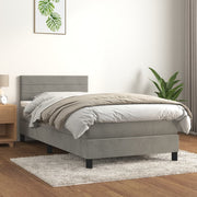 Boxspring 90x200 cm fluweel lichtgrijs