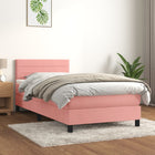 Boxspring met matras fluweel roze 90x200 cm 90 x 200 cm Horizontale strepen