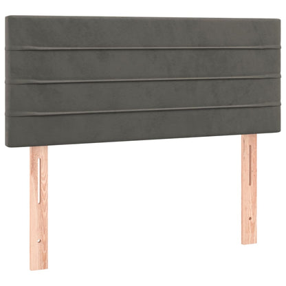 Boxspring Met Matras Fluweel Donkergrijs 100X200 Cm 100 x 200 cm Horizontale strepen