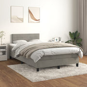 Boxspring met matras 120x200 cm lichtgrijs fluweel
