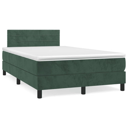 Boxspring Met Matras Fluweel Donkergroen 120X200 Cm 120 x 200 cm Horizontale strepen