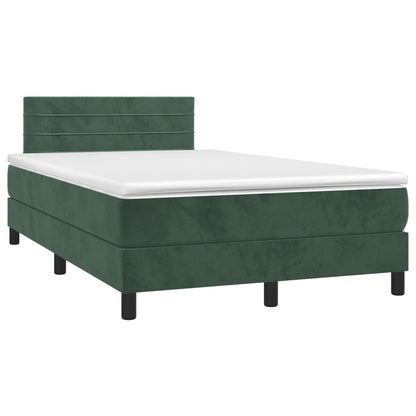 Boxspring Met Matras Fluweel Donkergroen 120X200 Cm 120 x 200 cm Horizontale strepen