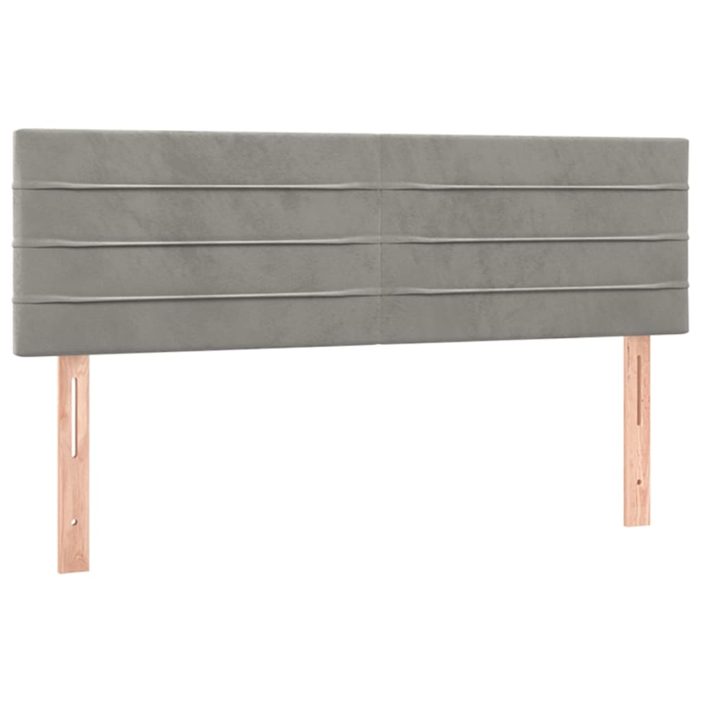Boxspring Met Matras Fluweel Lichtgrijs 140 x 190 cm Horizontale strepen