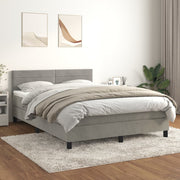 Boxspring met matras 140x190 cm lichtgrijs fluweel