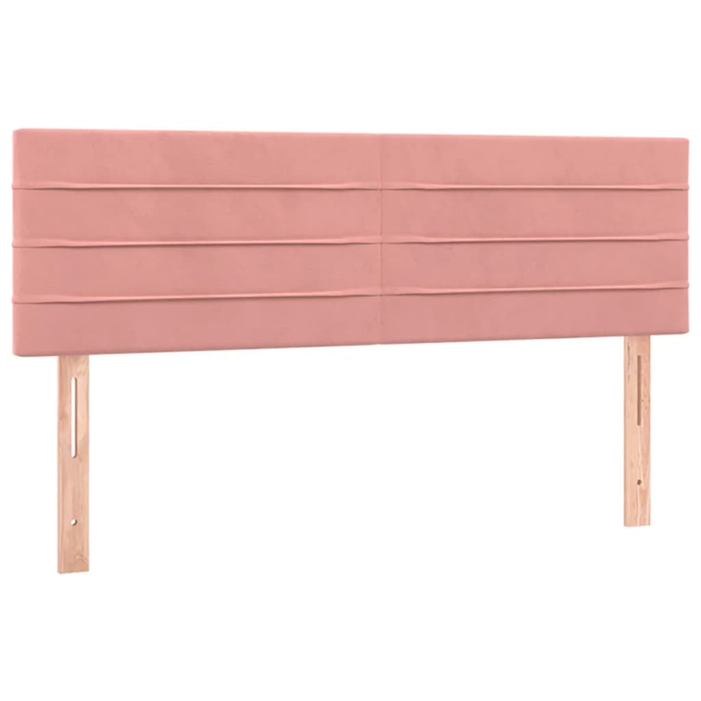 Boxspring met matras fluweel roze 140x190 cm 140 x 190 cm Horizontale strepen