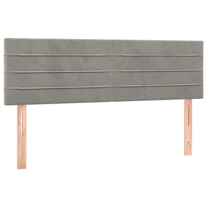 Boxspring Met Matras Fluweel Lichtgrijs 140 x 200 cm Horizontale strepen