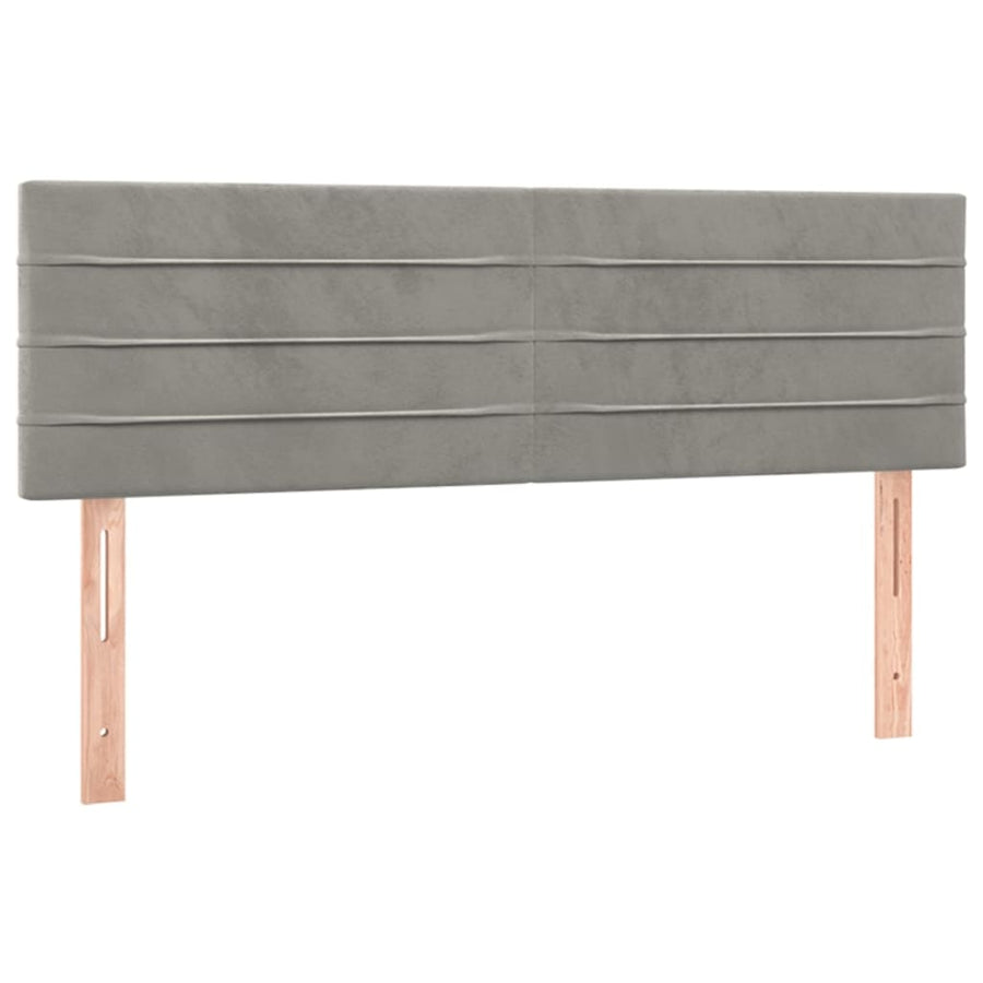 Boxspring Met Matras Fluweel Lichtgrijs 140 x 200 cm Horizontale strepen