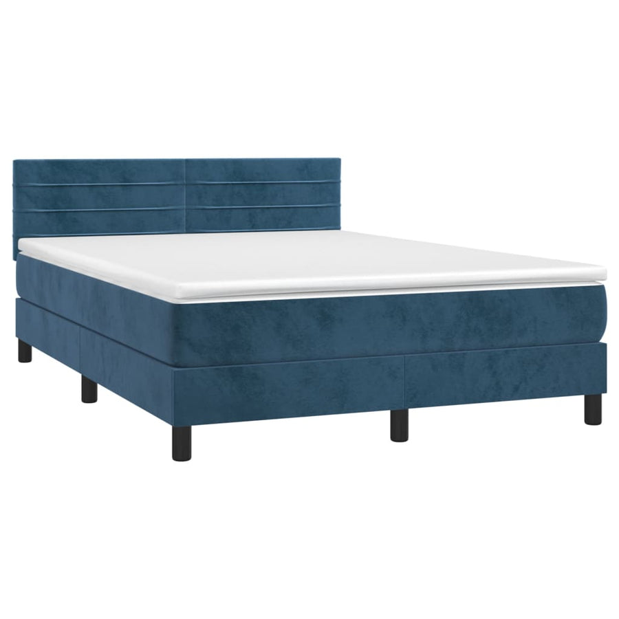 Boxspring met matras fluweel donkerblauw 140x200 cm 140 x 200 cm Donkerblauw