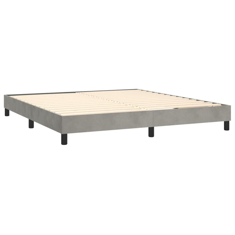 Boxspring Met Matras Fluweel Lichtgrijs 160 x 200 cm Horizontale strepen