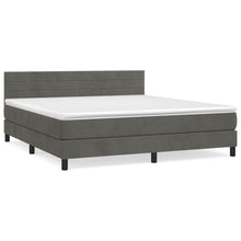 Boxspring Met Matras Fluweel Donkergrijs 180 x 200 cm Horizontale strepen