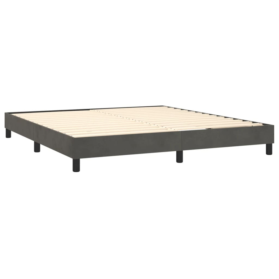 Boxspring Met Matras Fluweel Donkergrijs 180 x 200 cm Horizontale strepen