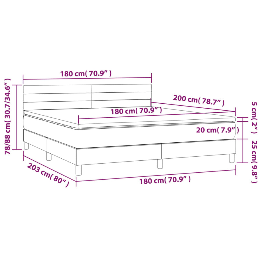Boxspring Met Matras Fluweel Donkergrijs 180 x 200 cm Horizontale strepen