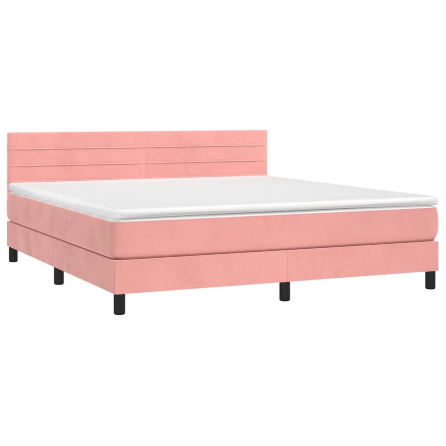 Boxspring met matras fluweel roze 180x200 cm 180 x 200 cm Roze