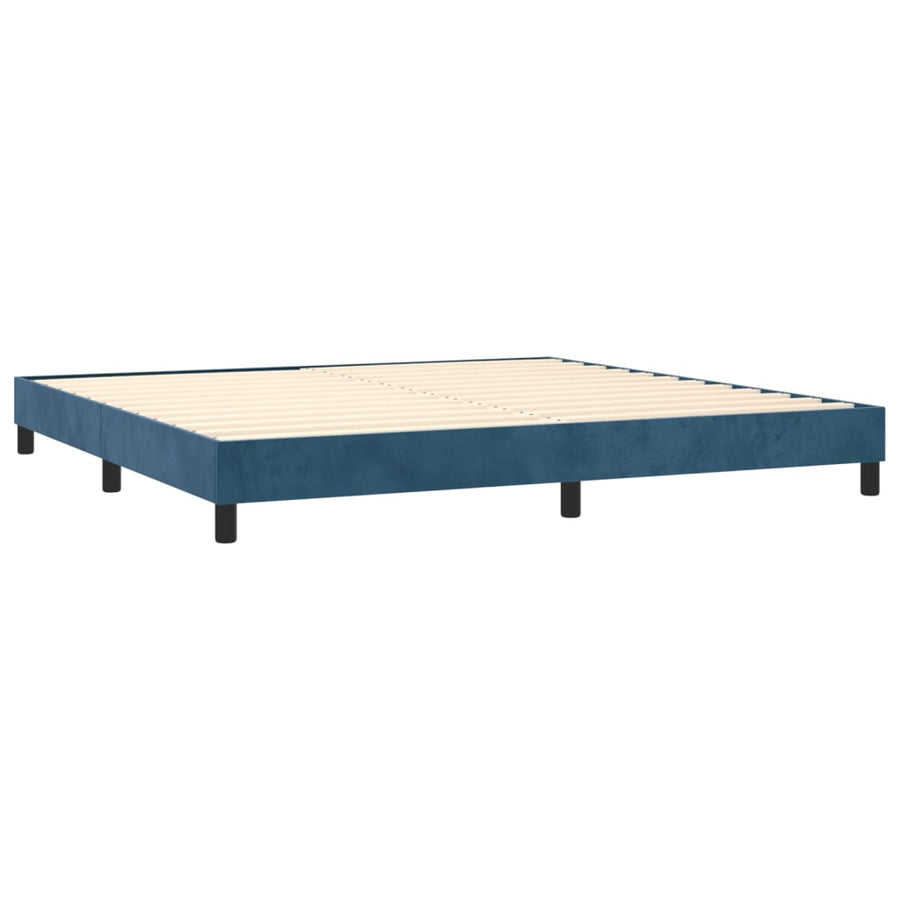 Boxspring met matras fluweel donkerblauw 200x200 cm 200 x 200 cm Horizontale strepen