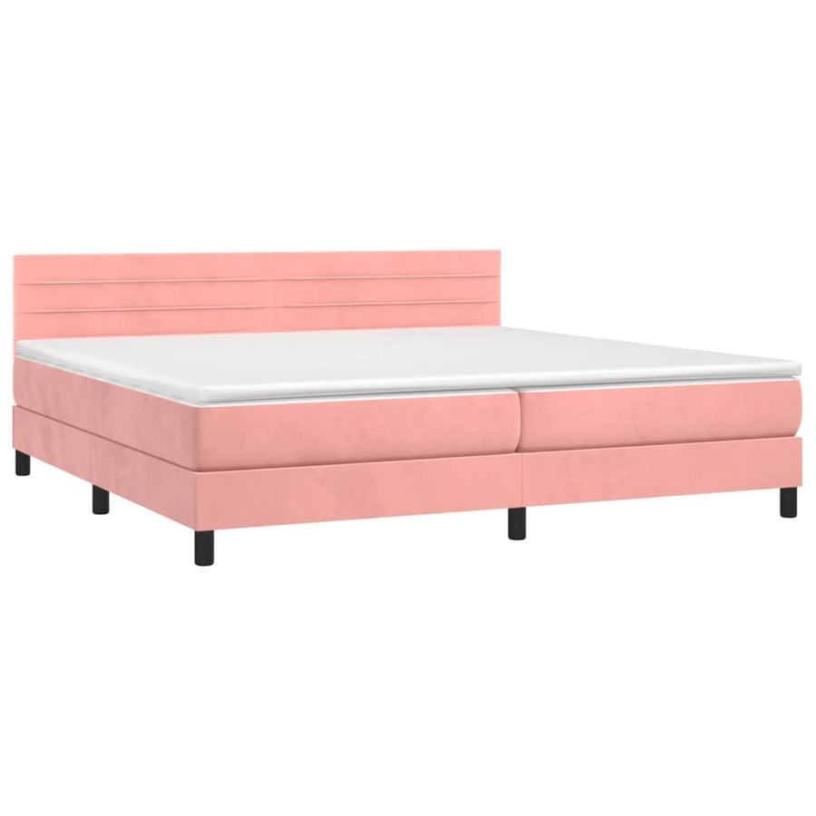 Boxspring met matras fluweel roze 200x200 cm 200 x 200 cm Roze