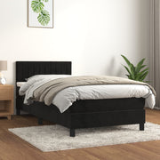 Box spring with mattress velvet black 80x200 cm