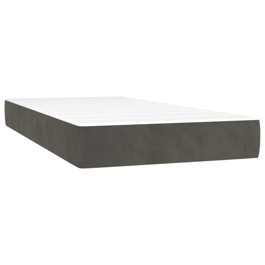 Boxspring Met Matras Fluweel Donkergrijs 90 x 190 cm Verticale strepen