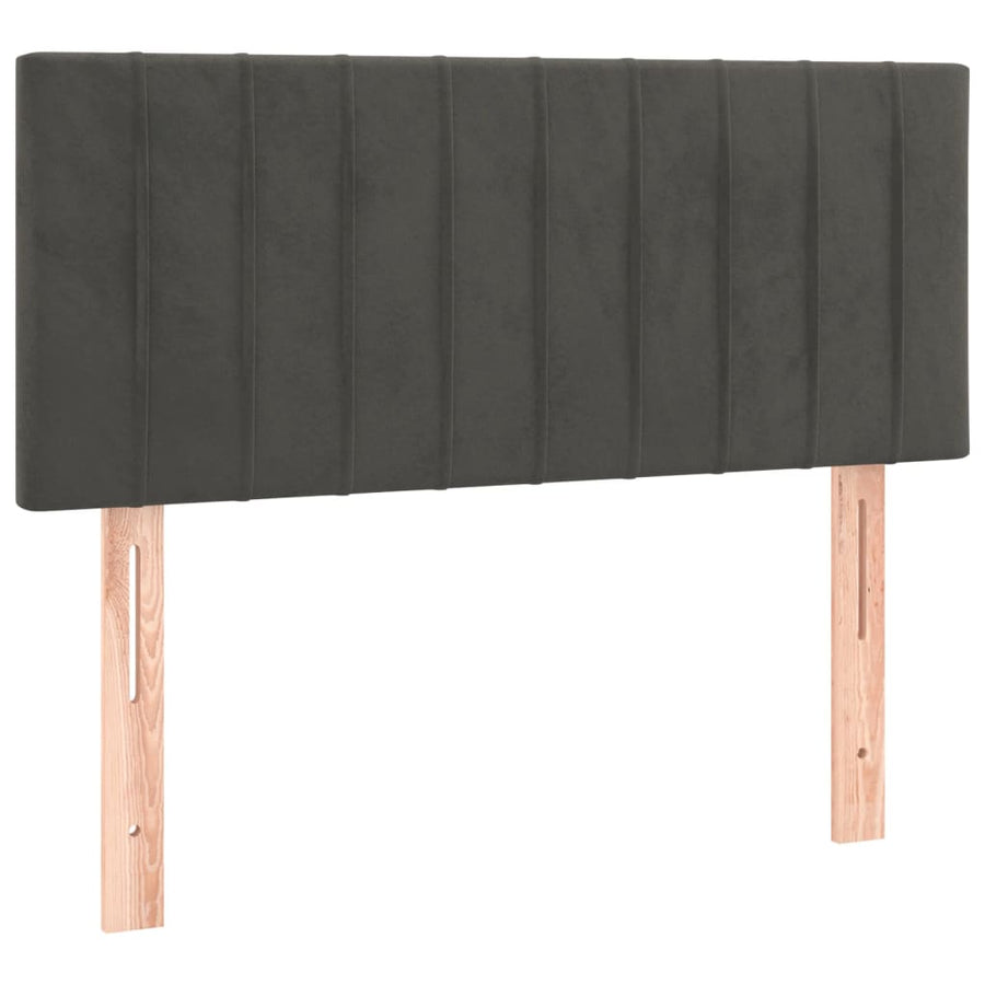 Boxspring Met Matras Fluweel Donkergrijs 90 x 190 cm Verticale strepen