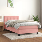 Boxspring met matras fluweel roze 90x190 cm 90 x 190 cm Verticale strepen