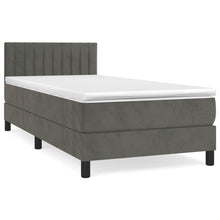 Boxspring Met Matras Fluweel Donkergrijs 90 x 200 cm Verticale strepen