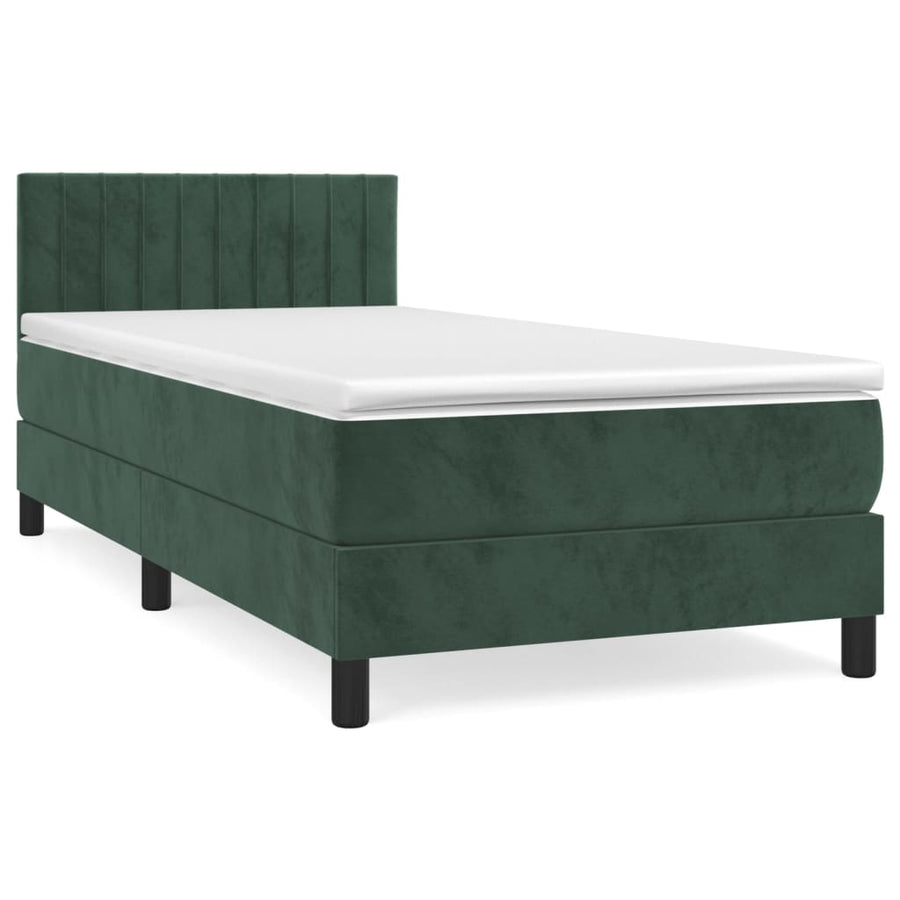 Boxspring met matras fluweel donkergroen 90x200 cm 90 x 200 cm Donkergroen