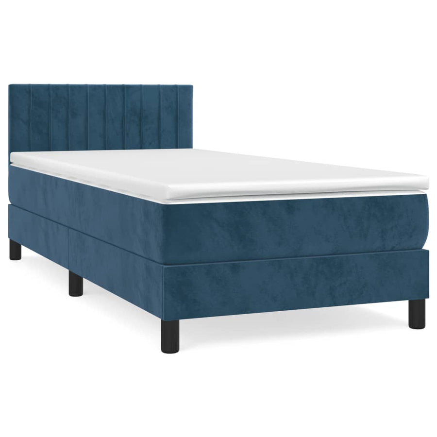 Boxspring met matras fluweel donkerblauw 90x200 cm 90 x 200 cm Donkerblauw