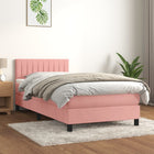 Boxspring met matras fluweel roze 90x200 cm 90 x 200 cm Roze