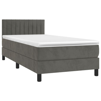 Boxspring Met Matras Fluweel Donkergrijs 100 x 200 cm Verticale strepen