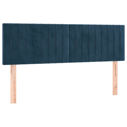 Boxspring Met Matras Fluweel Donkerblauw 140 x 190 cm Verticale strepen