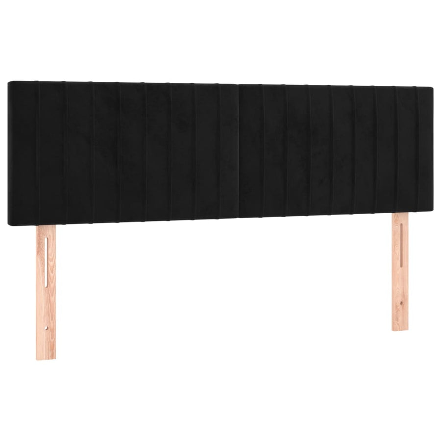 Boxspring Met Matras Fluweel Zwart 140 x 200 cm Verticale strepen