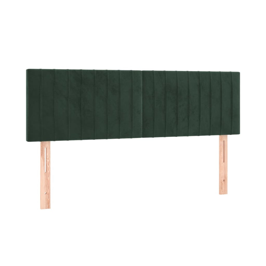 Boxspring met matras fluweel donkergroen 140x200 cm 140 x 200 cm Verticale strepen