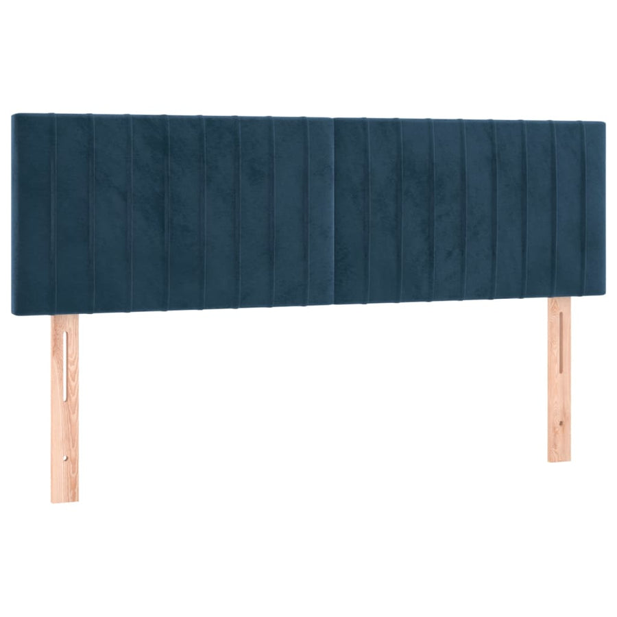 Boxspring Met Matras Fluweel Donkerblauw 140 x 200 cm Verticale strepen