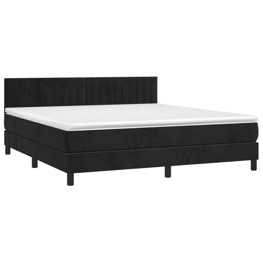 Boxspring met matras fluweel zwart 160x200 cm 160 x 200 cm Zwart
