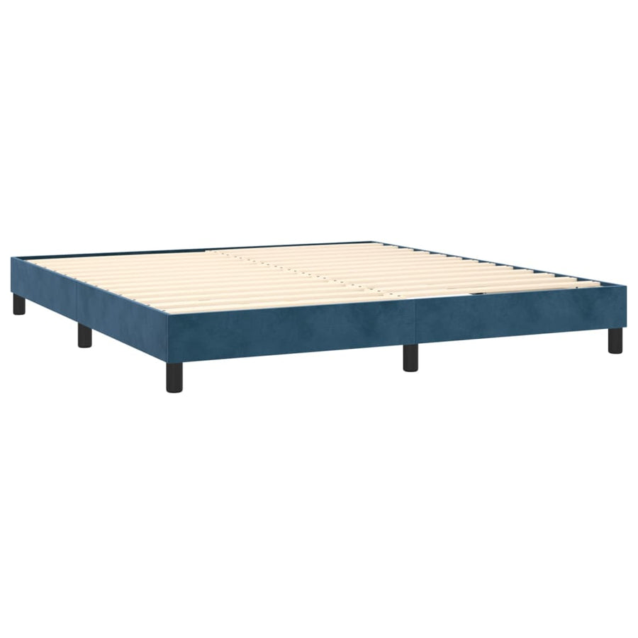 Boxspring met matras fluweel donkerblauw 160x200 cm 160 x 200 cm Verticale strepen