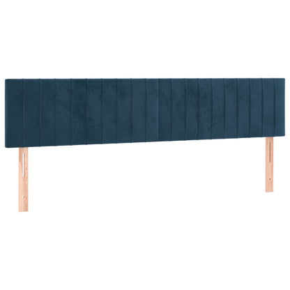 Boxspring met matras fluweel donkerblauw 160x200 cm 160 x 200 cm Verticale strepen