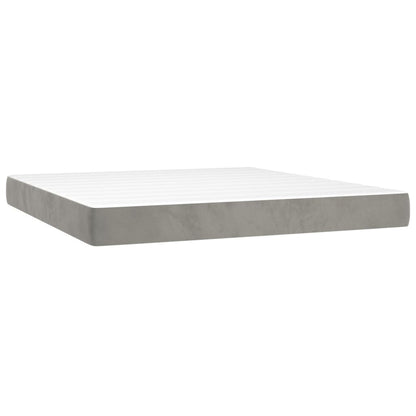 Boxspring Met Matras Fluweel Lichtgrijs 180 x 200 cm Verticale strepen