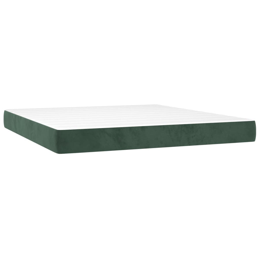 Boxspring Met Matras Fluweel Donkergroen 180 x 200 cm Verticale strepen