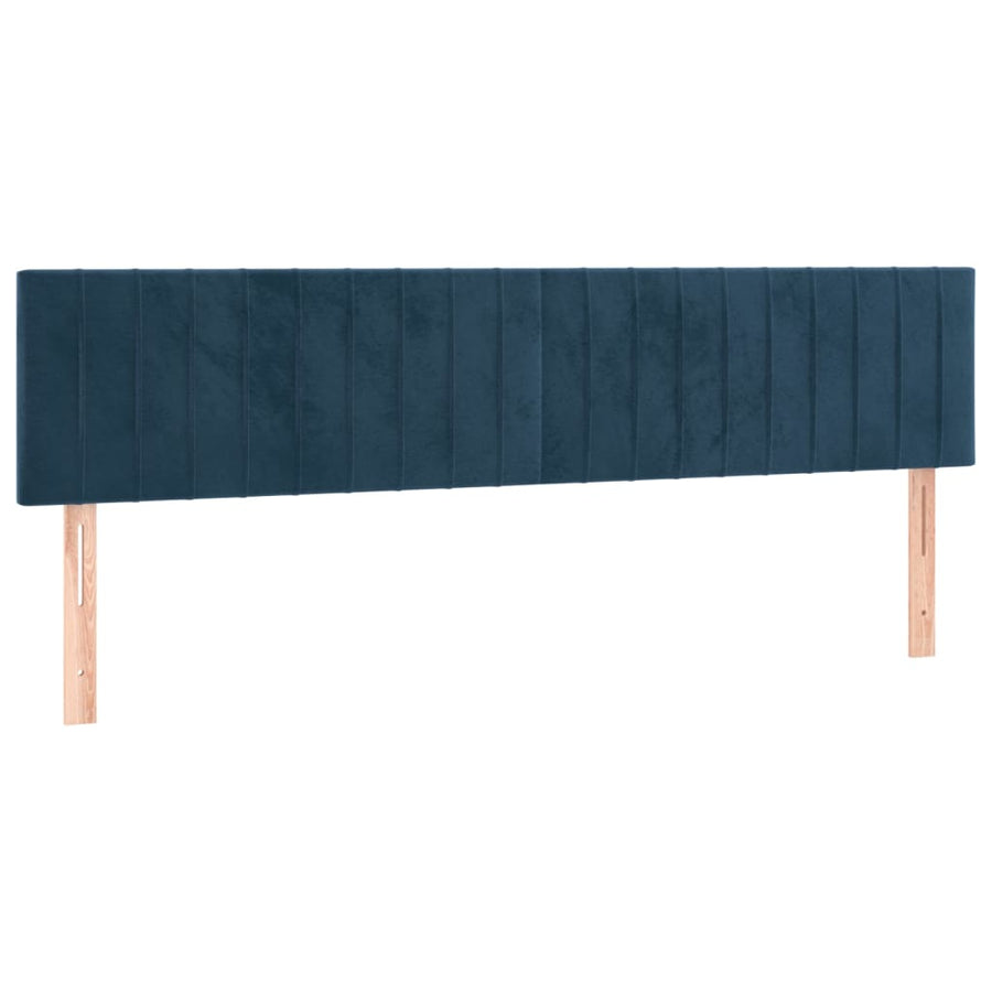 Boxspring Met Matras Fluweel Donkerblauw 180 x 200 cm Verticale strepen