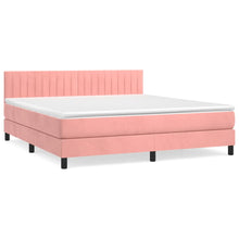 Boxspring met matras fluweel roze 180x200 cm 180 x 200 cm Verticale strepen