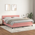 Boxspring met matras fluweel roze 180x200 cm 180 x 200 cm Verticale strepen