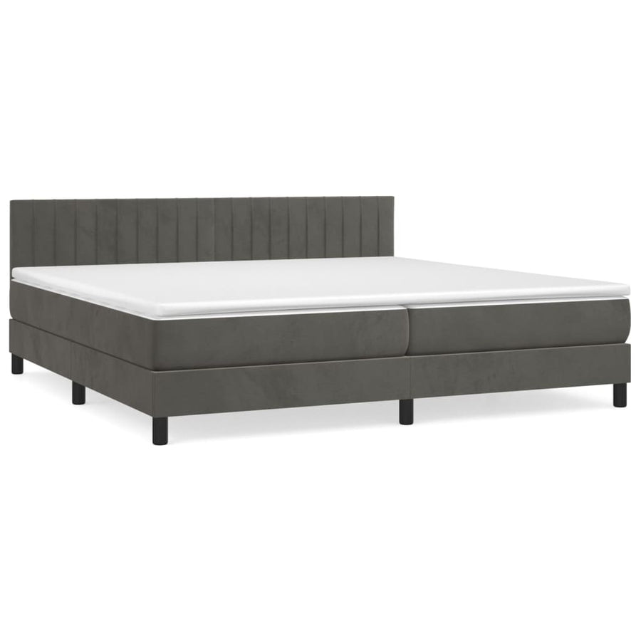 Boxspring Met Matras Fluweel Donkergrijs 200 x 200 cm Verticale strepen