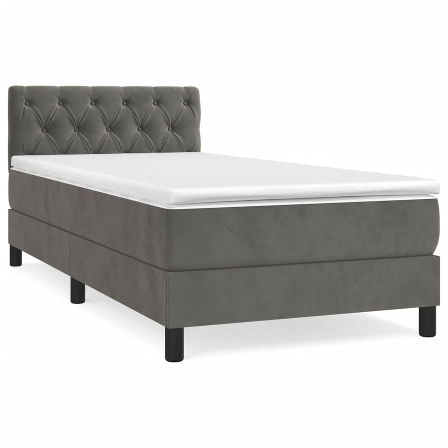 Boxspring Met Matras Fluweel Donkergrijs 80 x 200 cm Getuft ontwerp