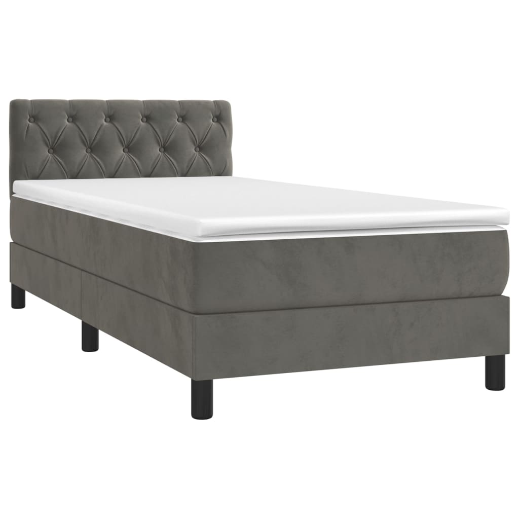 Boxspring Met Matras Fluweel Donkergrijs 80 x 200 cm Getuft ontwerp