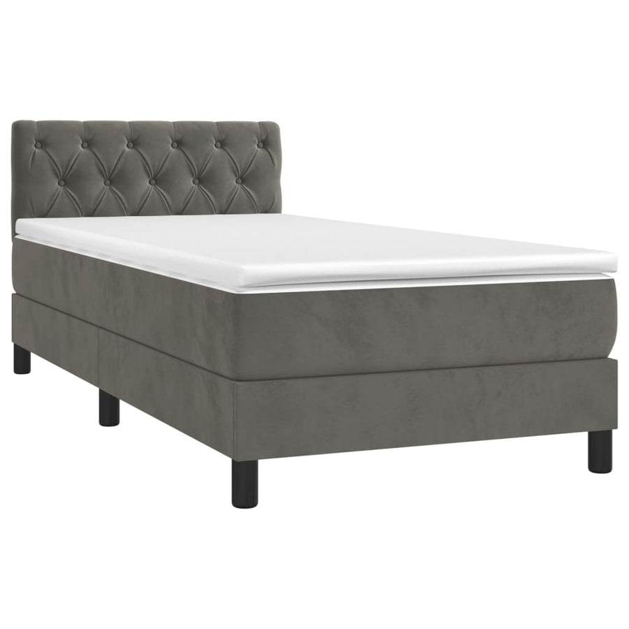 Boxspring Met Matras Fluweel Donkergrijs 80 x 200 cm Getuft ontwerp