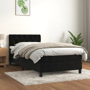 Box spring with velvet mattress black 80x200 cm