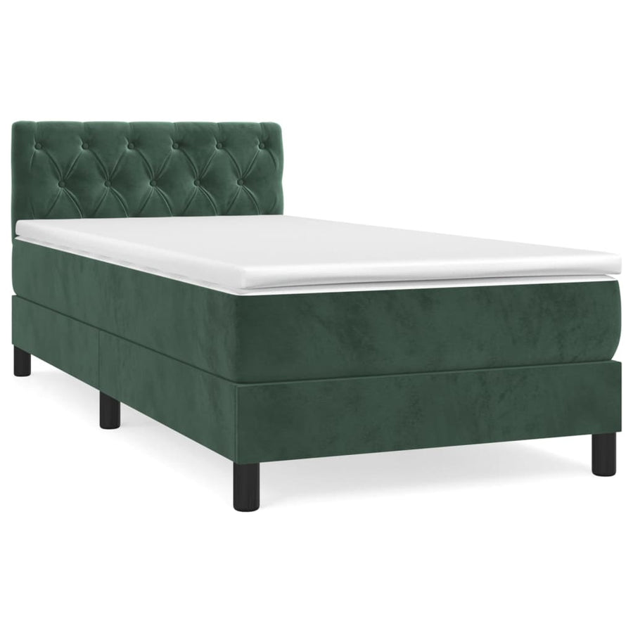 Boxspring Met Matras Fluweel Donkergroen 80 x 200 cm Getuft ontwerp