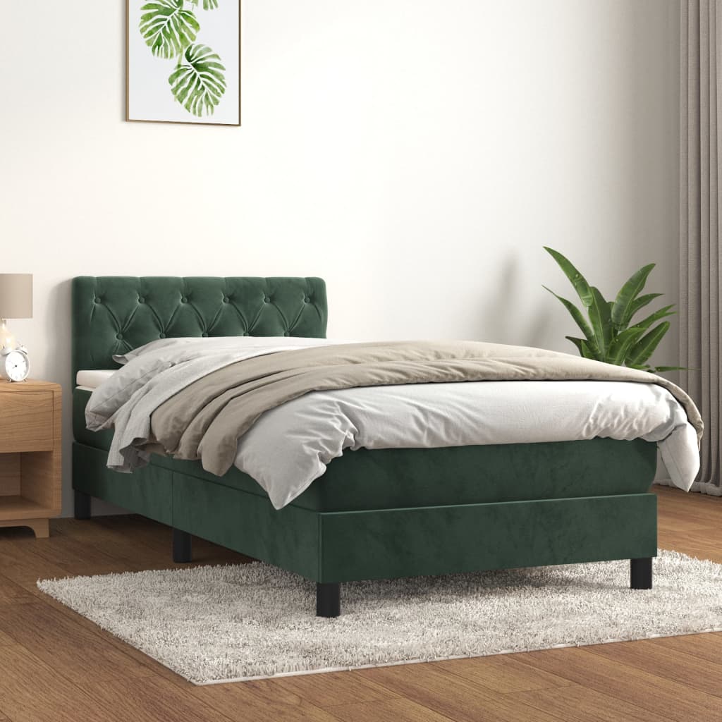 Boxspring Met Matras Fluweel Donkergroen 80 x 200 cm Getuft ontwerp