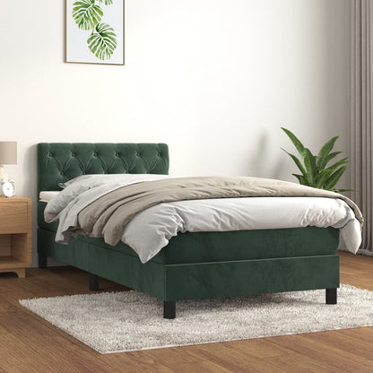 Boxspring Met Matras Fluweel Donkergroen 80 x 200 cm Getuft ontwerp