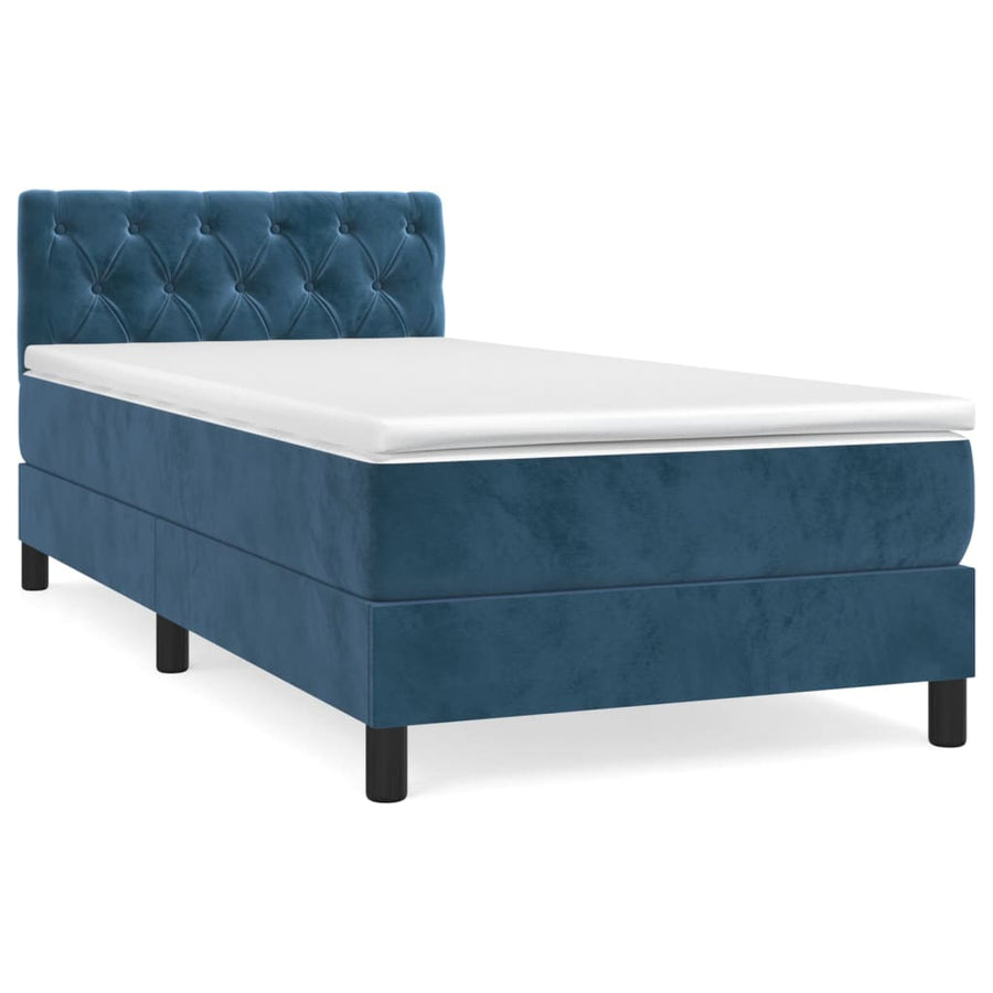 Boxspring met matras fluweel donkerblauw 80x200 cm 80 x 200 cm Donkerblauw