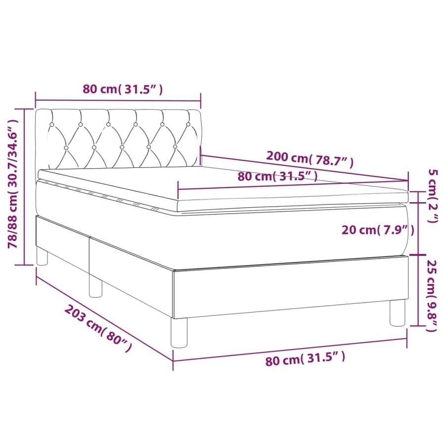 Boxspring met matras fluweel roze 80x200 cm 80 x 200 cm Getuft ontwerp